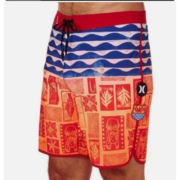 Hurley Graphic Tribal Print Board Shorts Swim Trunks - Picture 1 of 12